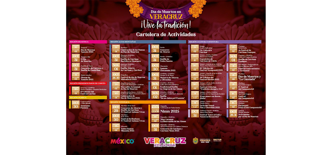 ¡Vive el Día de Muertos en Veracruz! SECTUR Invita a Recorrer sus 6 Regiones Turísticas