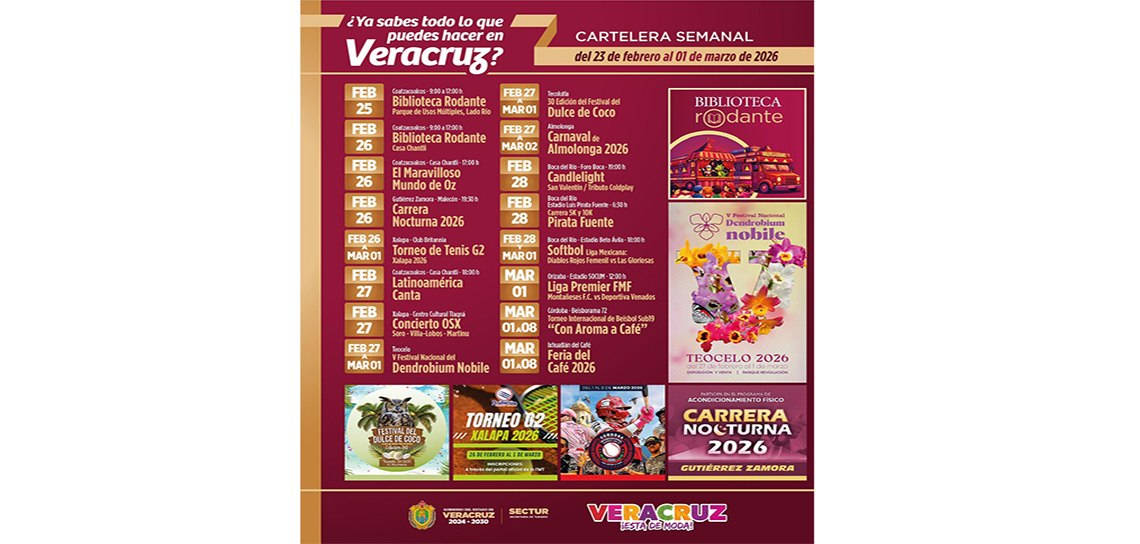 SECTUR Ofrece Eventos para Fin de Mes